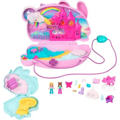 Image de Polly Pocket : Ensemble de jeu compact 2 en 1, thème "Amusement avec les lapins"