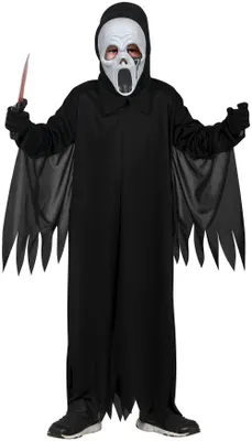 Kinderkostüm Ghost Assassin, 5-6 Jahre, schwarz, mit Kapuze