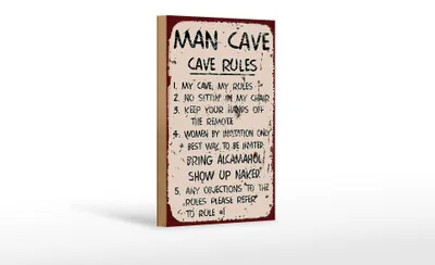 Produktbild von Holzschild Spruch 12x18cm Man cave my cave my rules