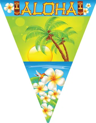 Produktbild von Tropische Wimpel-Girlande Aloha 5m bunt - Einheitsgröße