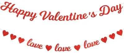 Valentinstag Banner & Herz-Girlande, Karton, 1 Stück