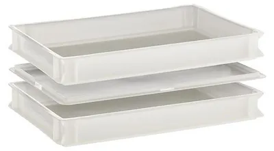 Produktbild von APS 82440 Teig- und Pizzaballenbehälter, Polyethylen, 60 x 40 cm, Höhe 7 cm (Innenmaß: 56,5 x 36,5 x 6,5 cm), 13 Liter