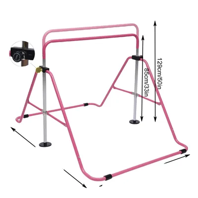 Obrázok produktu pre Posilňovacia tyč, nastaviteľná výška 2,9-4,3 stopy, nosnosť 150 kg, ružová