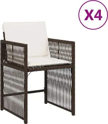 Produktbild von vidaXL Gartenstühle mit Kissen 4 Stk. Braun Poly Rattan