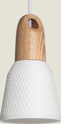 Produktbild von Pendelleuchte Keramik und Holz Retilles Weiß