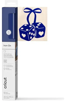 Immagine prodotto di Cricut Flocked Iron-On, rotolo di vinile da stirare, vinile liscio da stirare, blu, tinta unita, opaco, lavabile in lavatrice