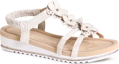 Produktbild von topschuhe24 2802 Damen Riemchen Sandalen Keilabsatz Sandaletten Blume, Farbe:Beige, Größe:41 EU