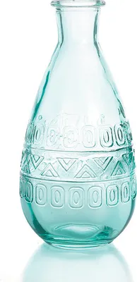 Produktbild von Vintage Vase aus Glas mit Reliefs - Blau - 7,5 x 15,8 cm