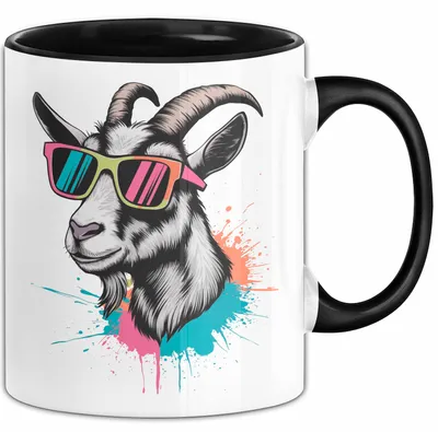 Produktbild von Ziegenbauer Ziegen Tier Sonnenbrille Tasse Geschenk Lustige Geschenkidee Spruch (Schwarz)