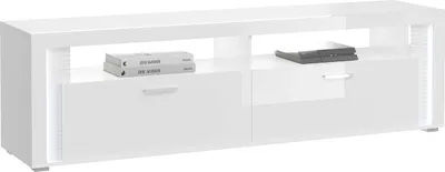 Produktbild von Lowboard Skylight - Weiß / Weiß Hochglanz mit Glasbodenbeleuchtung