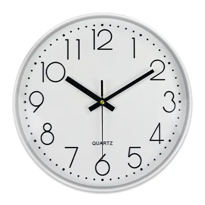 Produktbild von 30cm Wanduhr Weiß Schwarz Modern Minimalistisch Rund Klassisch Analoge Uhr große Ziffern