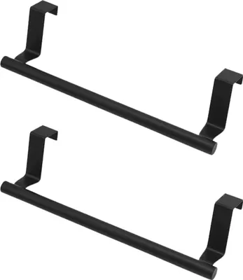 Produktbild von Handtuchhalter über dem Schrank, Handtuchhalter für die Küche über der Schranktür, Handtuchstange aus Edelstahl für die Schranktür, Mattschwarz, 2er-Pack
