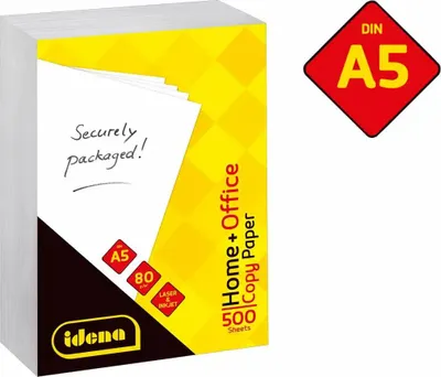 Obrázek produktu pro Idena 10547 - Kopírovací papír A5, 500 listů, bílý, kvalita papíru 80 g/m², pro každodenní použití, pro tisk, kopírování a faxování, vhodný pro laserové a inkoustové tiskárny
