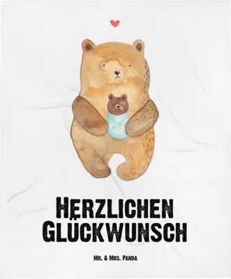 Produktbild von Mr. & Mrs. Panda Schlummerdecke Bär Baby - Weiß - Geschenk, Geburtstag, Kinderdecke, Teddy, Babydecke, Schmusedecke, Nichte, Plaid, Mutter, Erstlingsdecke, Geburt