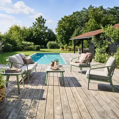 Immagine prodotto di Mobili da giardino 5 posti verde - Oviala Pampelonne