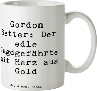 Produktbild von Mr. & Mrs. Panda Trinkbecher Spruch Gordon Setter - Weiß - Geschenk, Hunderassen Beschreibung, Kaffeebecher, Hundepassion, loyal, Henkelpott, Jagdhund, Becher, Hunderasse