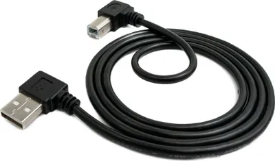 Produktbild von SYSTEM-S USB 2.0 Kabel 50 cm Typ A Stecker zu B Stecker Winkel in Schwarz