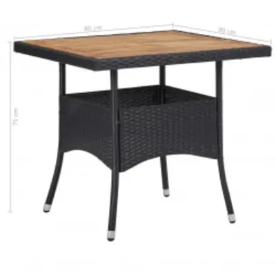 Image de vidaXL Ensemble de jardin 5 pièces noir Poly rotin et acacia