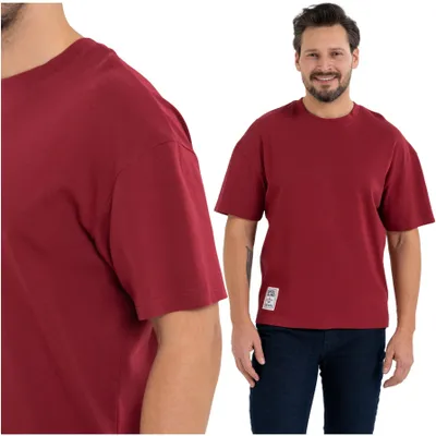 Productafbeelding van T-shirt – herenmode, maat XXL – rood T-shirt met korte mouwen – katoenen T-shirt – oversized T-shirt