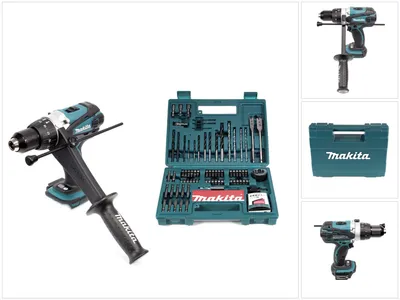 Produktbild von Makita DHP 458 Z Akku Schlagbohrschrauber 18V 91Nm Solo + Makita Bit & Bohrer-Set 100-teilig
