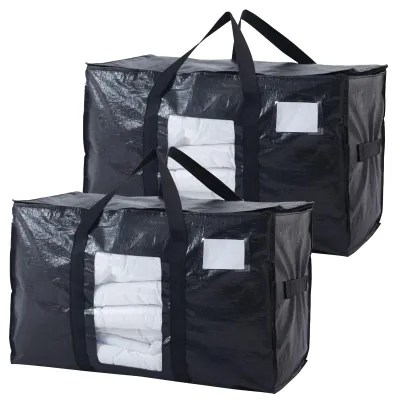 Aufbewahrungstasche 2er-Set, Schwarz, 70x35x42 cm, mit Sichtfenster