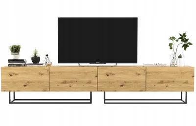 Zdjęcie produktu dla Szafka RTV Komoda Loft Industrialna Dąb Artisan Mat 240 cm rama metalowa