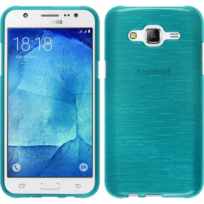 Produktbild von PhoneNatic Case kompatibel mit Samsung Galaxy J7 (2015 / J700) - blau Silikon Hülle brushed + 2 Schutzfolien