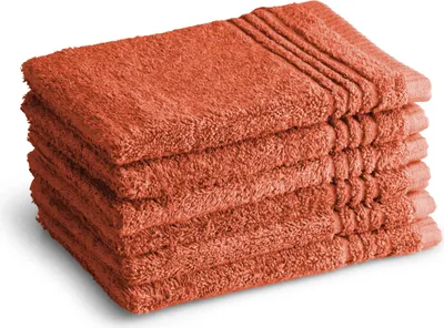 Produktbild von PHLOX Waschlappen Set - 6 Teilig - 100% Baumwolle 600 g/m² - 16x21 cm - Frottee, Weich - Terracotta, Rot