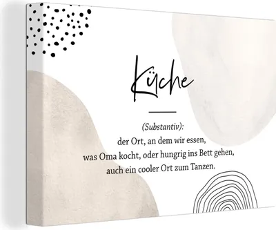 Produktbild von OneMillionCanvasses® - Leinwandbilder - 140x90 cm, Küche - Sprichwörter - Zitate - Wörterbuch - Definition Küche, Wandbilder Kunstdruck Wanddekoration - Foto auf Leinwand - Gemälde