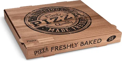 Produktbild von 100 Pizzakarton aus Mikrowellpappe kraft 32 x 32 x 4 cm