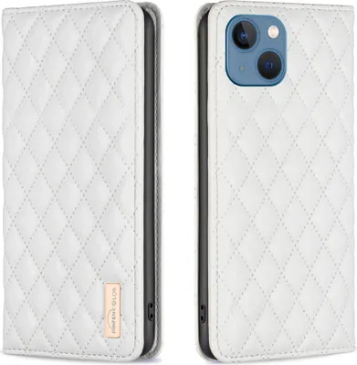 Produktbild von iPhone 13 Hülle, Elegant Bookstyle Flip Leder Kartenfächer Schutzhülle mit Ständer für iPhone 13 Weiß