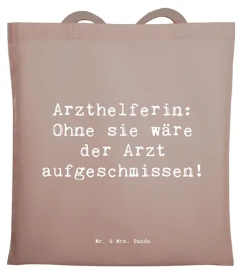 Produktbild von Mr. & Mrs. Panda Shopping Tasche Spruch Arzthelferin Herz - Braun Pastell - Geschenk, Geschenke für Berufstätige, einkaufsshopper, Wertschätzung, Berufsgestaltung, Beruf