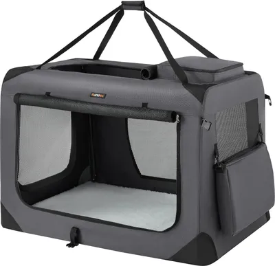 Immagine prodotto di Feandrea Cassa pieghevole per cani, box per trasporto cani, XXXL, borsa per cani, tessuto Oxford, rete, traspirante, portatile, struttura in metallo, con maniglie, tasche,