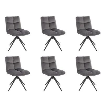 Obrázek produktu pro HOME DELUXE - Jídelní židle NODA sada 6 kusů - barva: světle šedá - otočná o 360 stupňů, měkké čalounění, max. nosnost 120 kg I Kuchyňská židle Jídelní židle Židle do jídelny