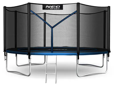 Zdjęcie produktu dla Trampolina ogrodowa o średnicy 13 stóp (404 cm) z siatką zabezpieczającą i drabinką Neo-Sport