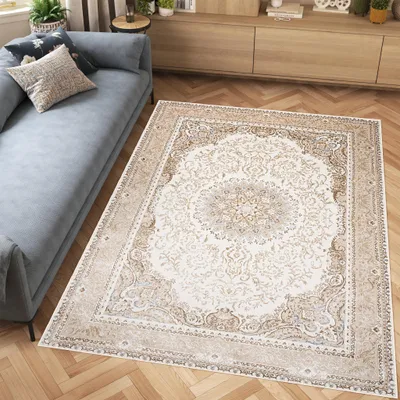Produktbild von Tapiso Teppich HERA Modern Creme Beige Wohnzimmer Schlafzimmer 140 x 200 cm