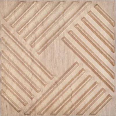 Immagine prodotto di set di 12 pannelli murali 3D a lamelle 50x50cm 2,97m² PVC legno chiaro