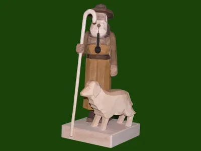 Obrázek produktu pro Kuřácká figurka pastýř se psem vyřezávaná výška 18cm NOVINKA