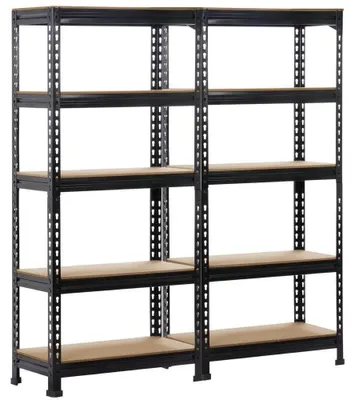 Productafbeelding van Opbergrek metaal - Set van 2 - 150 x 140 x 30 cm - Voor kelder en garage - Verstelbaar - 5 planken