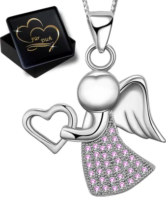 Produktbild von Mädchen Engel Halskette mit Anhänger echt 925 Sterling Silber Kinder Kette K796+V11+40cm