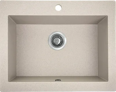 Produktbild von BADLAND Spülbecken Granitspüle Einzelbecken Komodo I 49x58 Beige | Siphon im SET!