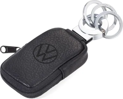 Produktbild von TROIKA POCKET CLICK VW, Schlüsselring, Schwarz, Silber, Leder, Metall, Rechteck, Uni, Erwachsener