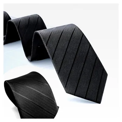 Produktbild von Schwarze Krawatte für Herren, Vorgebundene verstellbare Krawatten mit Reißverschluss, Elegante Hochzeitskrawatten für Büro oder Feiertagsveranstaltungen