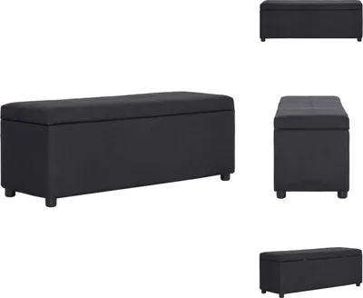 Produktbild von vidaXL Bank mit Staufach 116 cm Schwarz Polyester -  Truhen- & Flurbänke