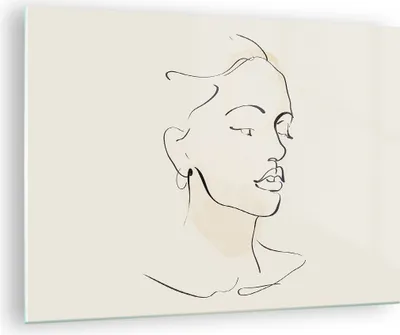 Produktbild von Bilder auf glas - Einteilig - Frau Zeichnung Linie - 70x50cm - Glasbilder - Wandbilder - Bilder - zum Aufhängen bereit - Wanddekoration aus Glas - Glas Bilder - Wandbild auf Glas - GAA70x50-5046