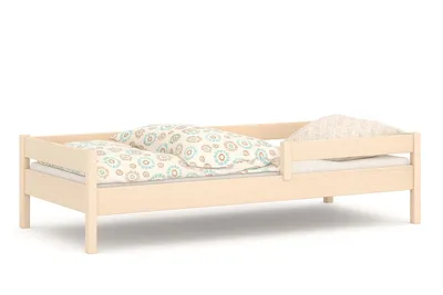 Produktbild von Kinderbett 180x80 Kinderbett mit Rausfallschutz & Lattenrost Naturbelassen 80 x 180 für Mädchen und Jungen Massivholz Kiefer und MDF Möbelplatte,