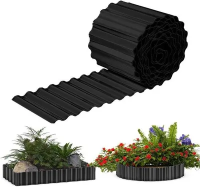 Produktbild von Galvanisiertes Wellenbord - 20 cm hoch x 9 m lang, flexibel für Blumenbeete, schwarz