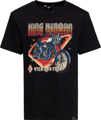 Produktbild von KING KEROSIN Print T-Shirt Mit 70S Motorrad-Artwork Wild & Free Schwarz 3Xl
