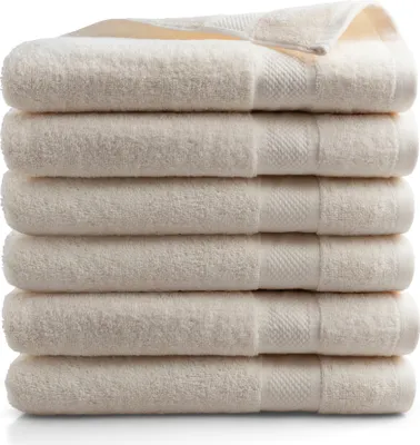 Produktbild von DoubleDry Hotel Kollektion Badetücher Set - 6 Teilig - 100% Baumwolle - 500 g/m² - Weich - 70x140 cm - Creme
