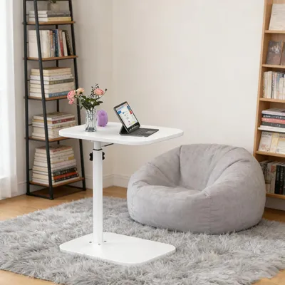 Produktbild von Beistelltisch Höhenverstellbar 360° Drehbar Weiß 40 x 30 x 80 cm